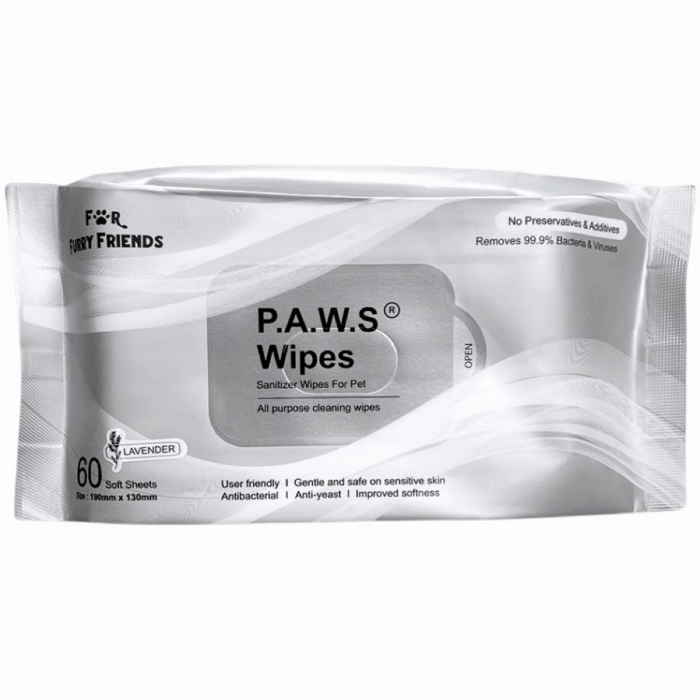 For Furry Friends P.A.W.S Sanitizer Lavender Dog Wipes 60pc