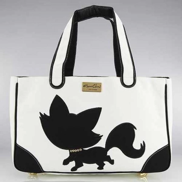 Foxy Pom Rescue Me Tote Canvas Dog Carrier White