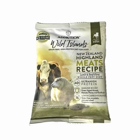 FREE SAMPLE (Exp 5Aug25, 1 per order): Addiction Wild Islands Highland Meats Lamb & Beef Grain Free Dry Dog Food 60g