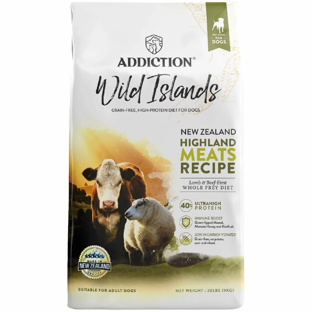 FREE SAMPLE (Exp 5Aug25, 1 per order): Addiction Wild Islands Highland Meats Lamb & Beef Grain Free Dry Dog Food 60g