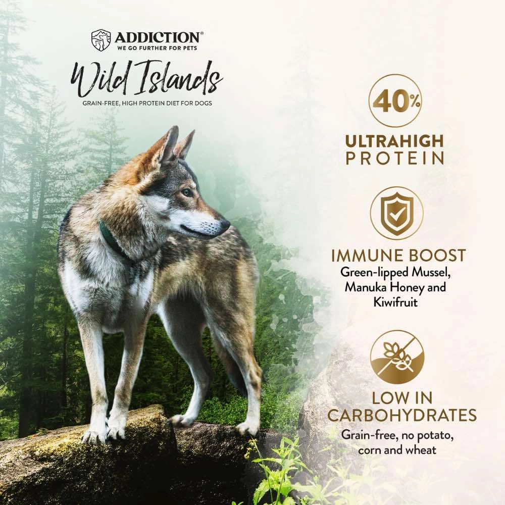 FREE SAMPLE (Exp 5Aug25, 1 per order): Addiction Wild Islands Highland Meats Lamb & Beef Grain Free Dry Dog Food 60g