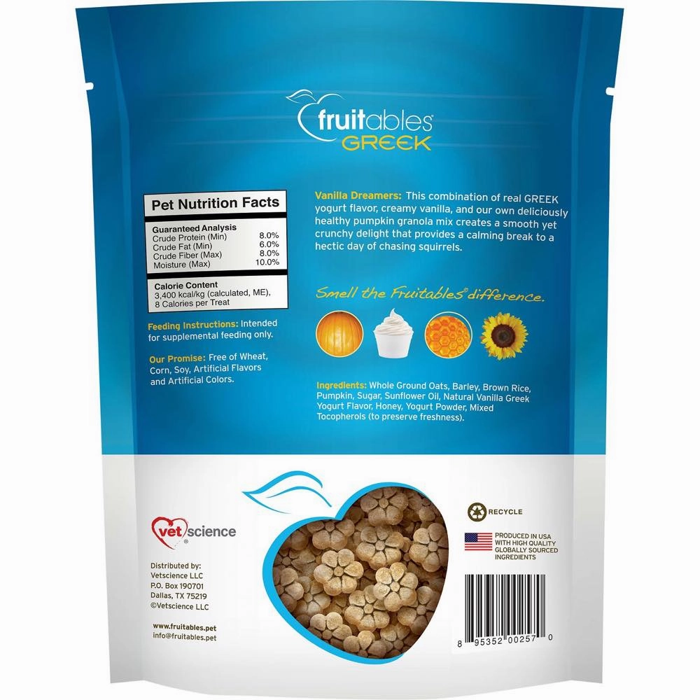 Fruitables Greek Vanilla Yogurt Crunchy Dog Treats 7oz