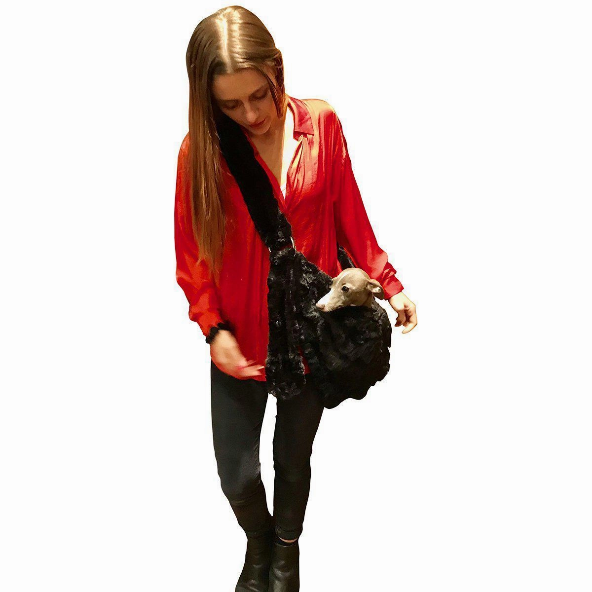 Fur Baby Adjustable Sling Dog Carrier Black Bella