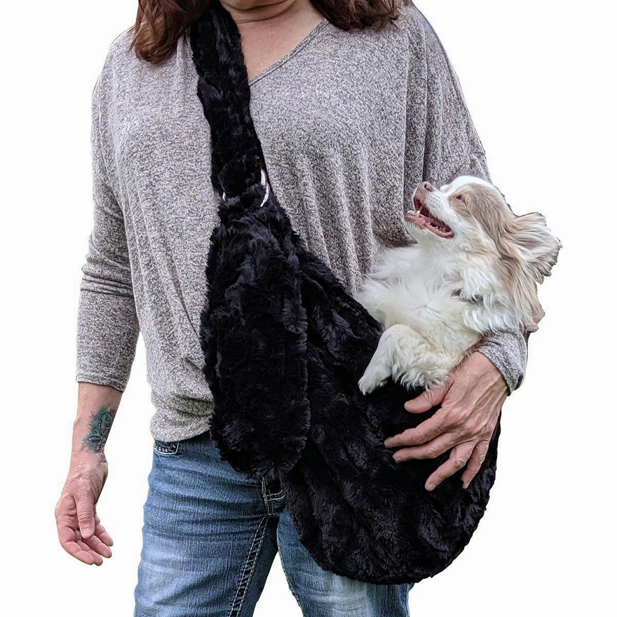 Fur Baby Adjustable Sling Dog Carrier Black Bella