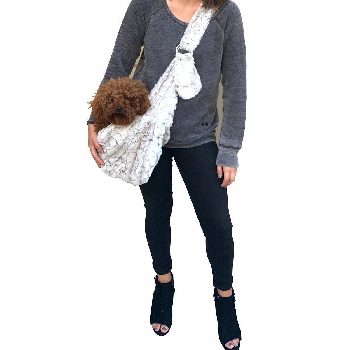 Fur Baby Adjustable Sling Dog Carrier Frosted Snow Leopard