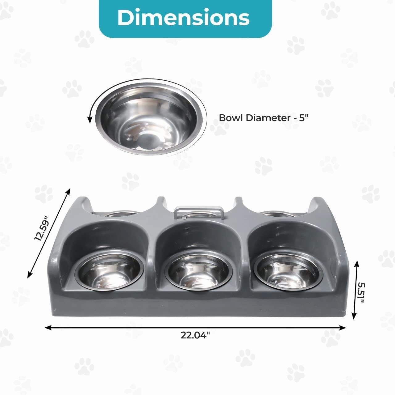 FurBaby Six Bowl Feeder Station, Gray