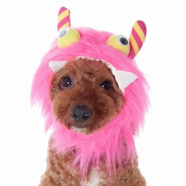 Furry Monster Dog Hat Pink