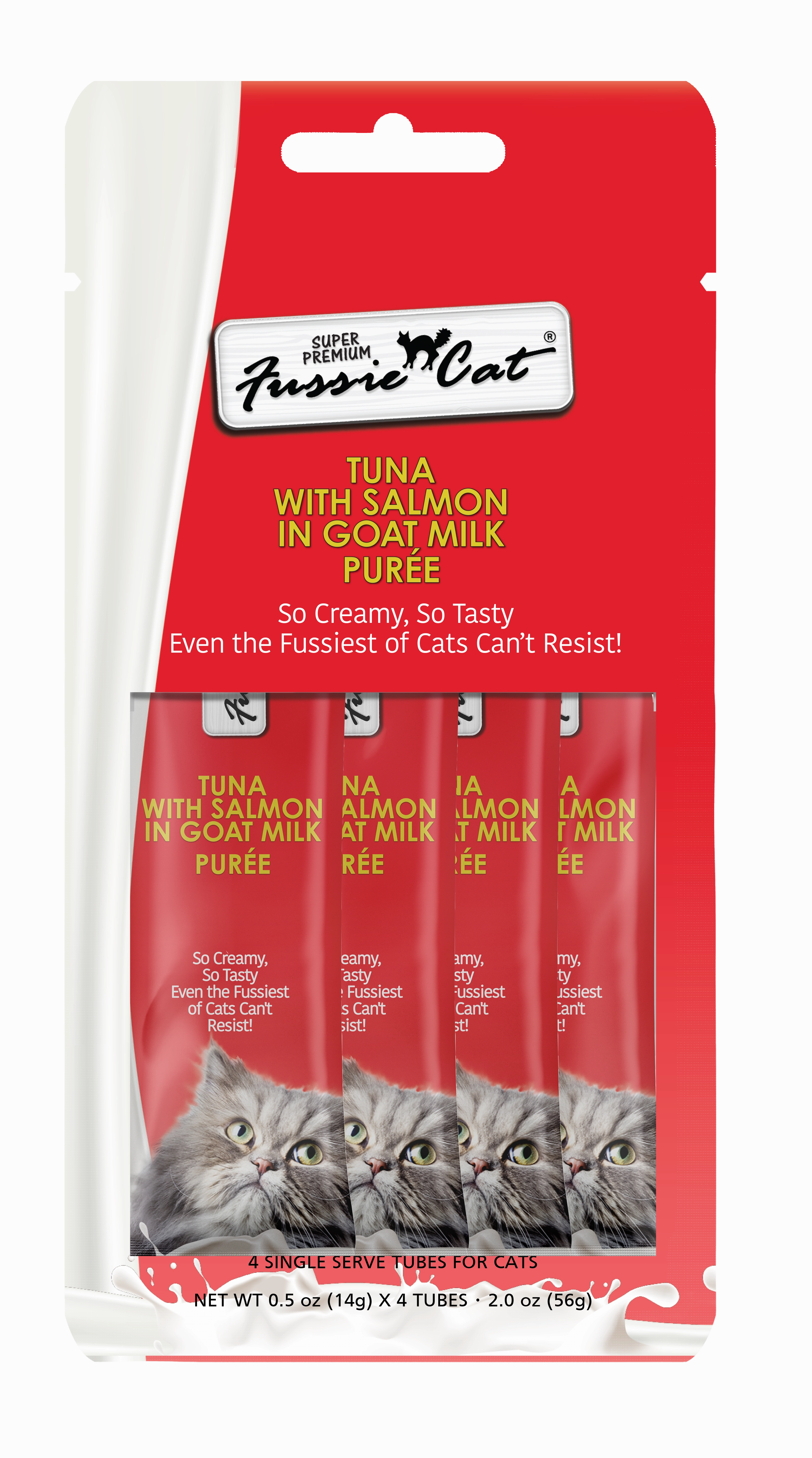 Fussie Cat Goat Milk Pure - Tuna with Salmon 4pk 2oz Bag