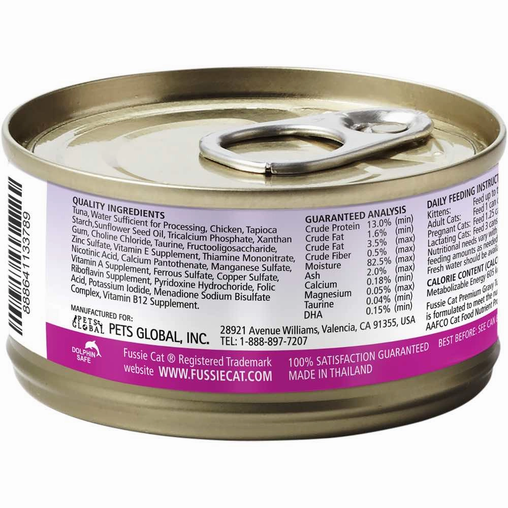 Fussie Cat Premium Tuna With Chicken In Gravy Grain-Free Canned Cat Food 80g