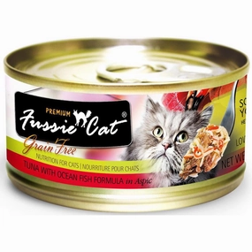 Fussie Cat Premium Tuna With Ocean Fish In Aspic Grain-Free Canned Cat Food 80g