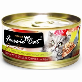Fussie Cat Premium Tuna With Salmon In Aspic Grain-Free Canned Cat Food 80g