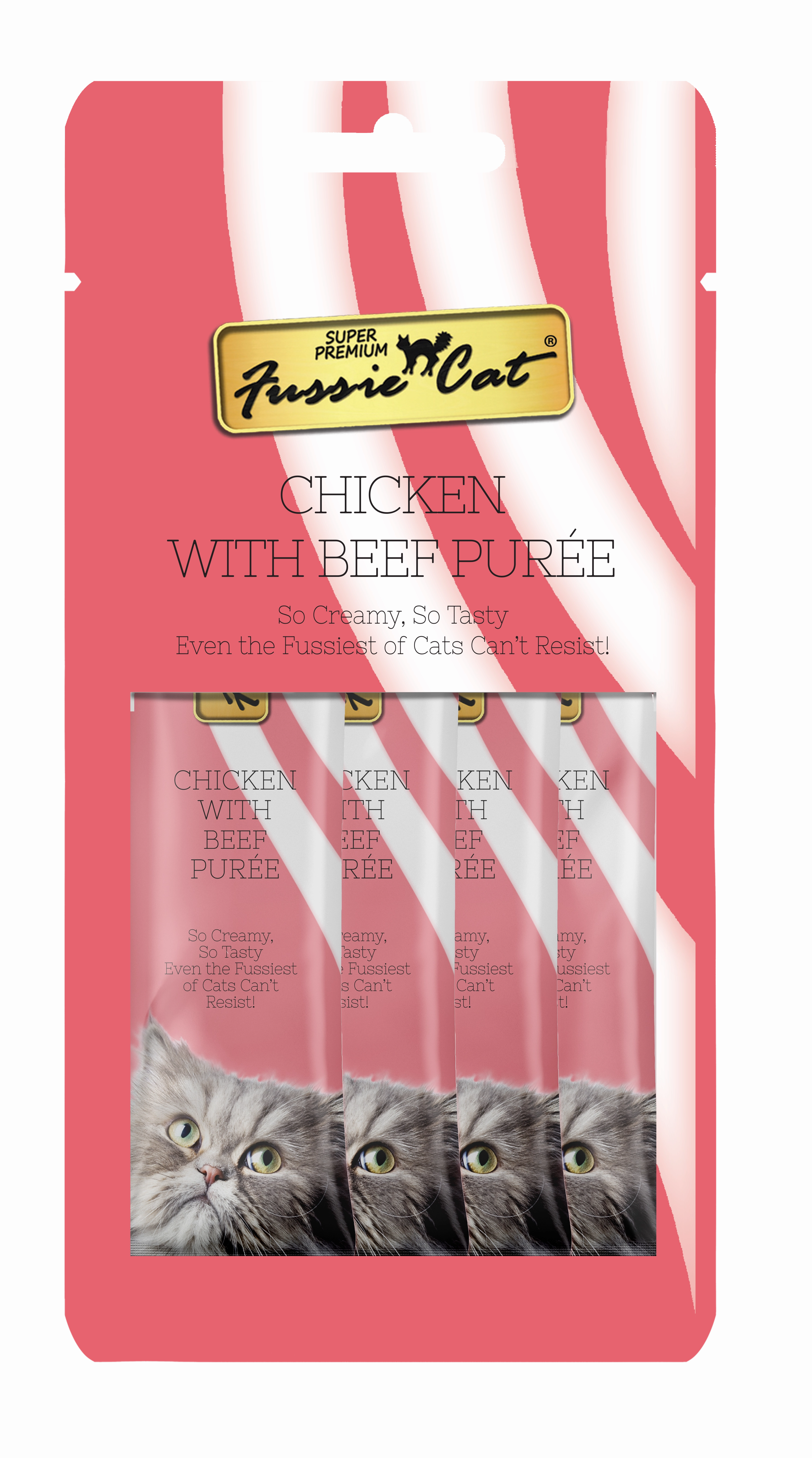 Fussie Cat Pure - Chicken with Beef 4pk 2oz Bag