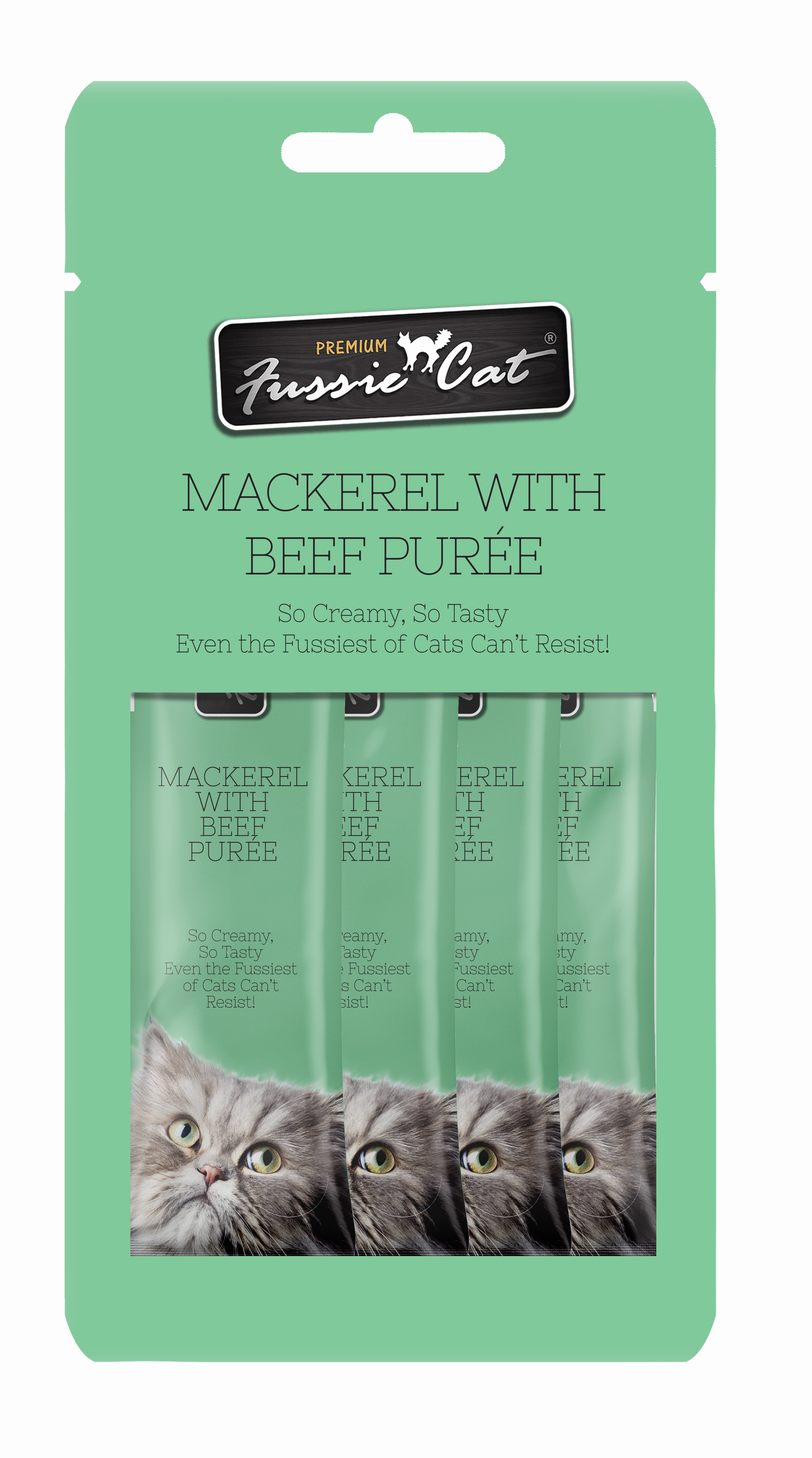 Fussie Cat Pure - Mackerel with Beef 4pk 2oz Bag