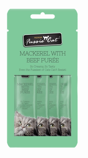 Fussie Cat Pure - Mackerel with Beef 4pk 2oz Bag