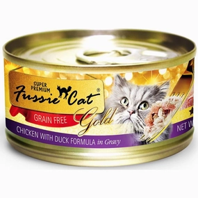 Fussie Cat Super Premium Chicken With Duck In Gravy Gold Grain-Free Canned Cat Food 80g