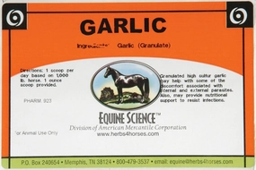 Garlic Feed-Thru Fly Control for Horses