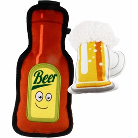 GiGwi Foody Friendz Tough Plush Dog Toy (Beer With Beer Mug)