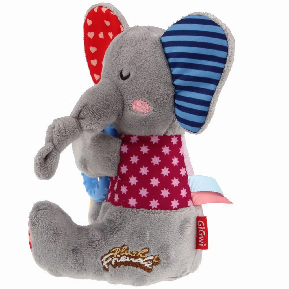 GiGwi Plush Friendz Crinkly TPR Ring Dog Toy (Elephant)