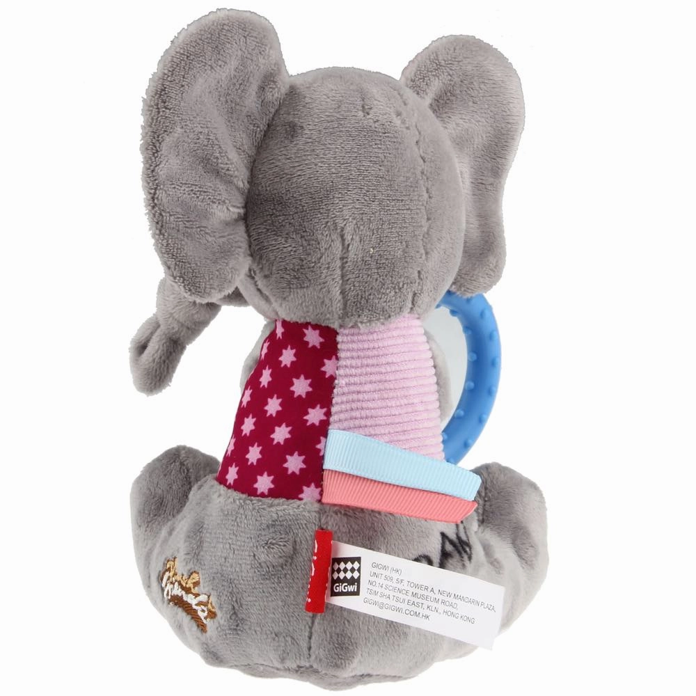 GiGwi Plush Friendz Crinkly TPR Ring Dog Toy (Elephant)