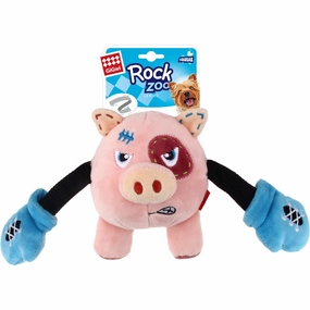 GiGwi Rock Zoo Bungee Plush Dog Toy (Pig)