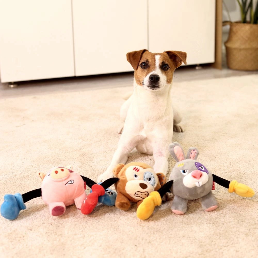 GiGwi Rock Zoo Bungee Plush Dog Toy (Pig)