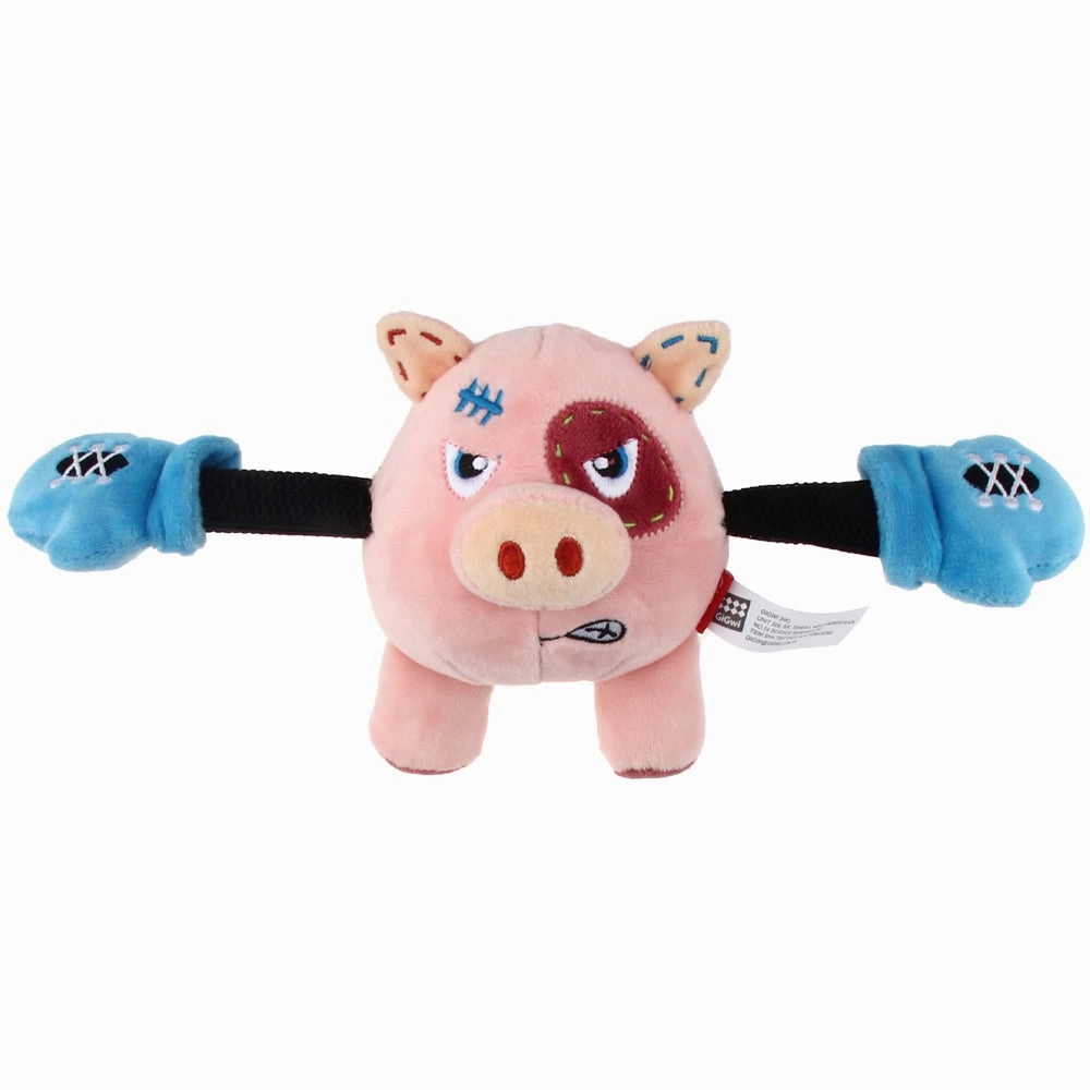 GiGwi Rock Zoo Bungee Plush Dog Toy (Pig)
