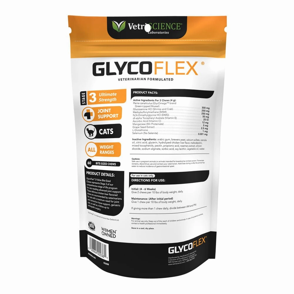 Glyco Flex 3 Joint Support for Cats, 60 Bite Sized Chews