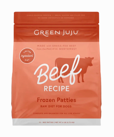 Green Juju Frozen Dog Food - Beef Recipe Patties 6lb Bag