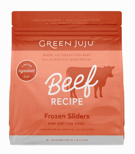 Green Juju Frozen Dog Food - Beef Recipe Sliders 3lb Bag
