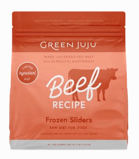 Green Juju Frozen Dog Food - Beef Recipe Sliders 3lb Bag