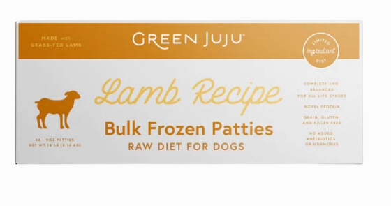 Green Juju Frozen Dog Food - Lamb Recipe Patties 18lb Box