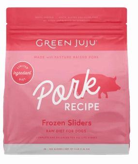 Green Juju Frozen Dog Food - Pork Recipe Sliders 3lb Bag