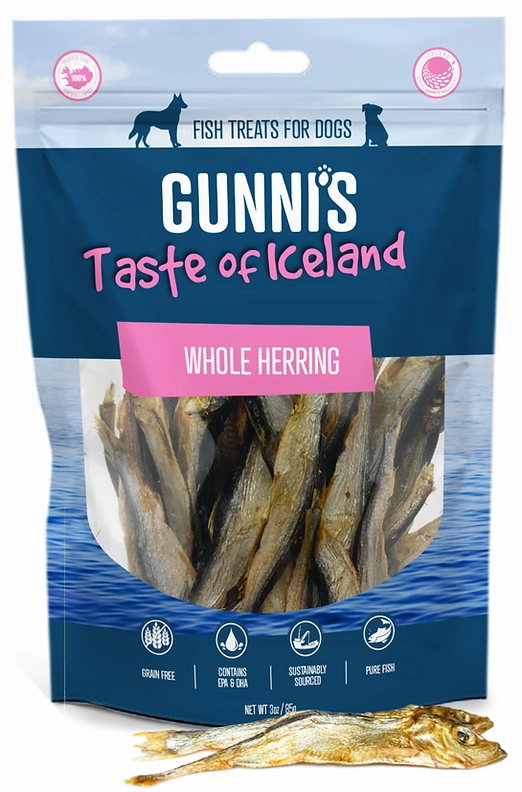Gunni's Dog Treats Whole Herring 3oz bag
