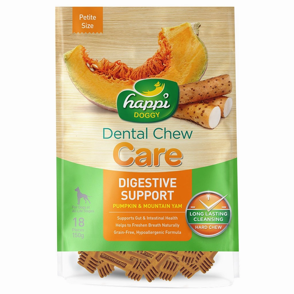 Happi Skippi (Doggy) Care Pumpkin & Mountain Yam Digestive Support Grain-Free Dental Dog Chews 150g