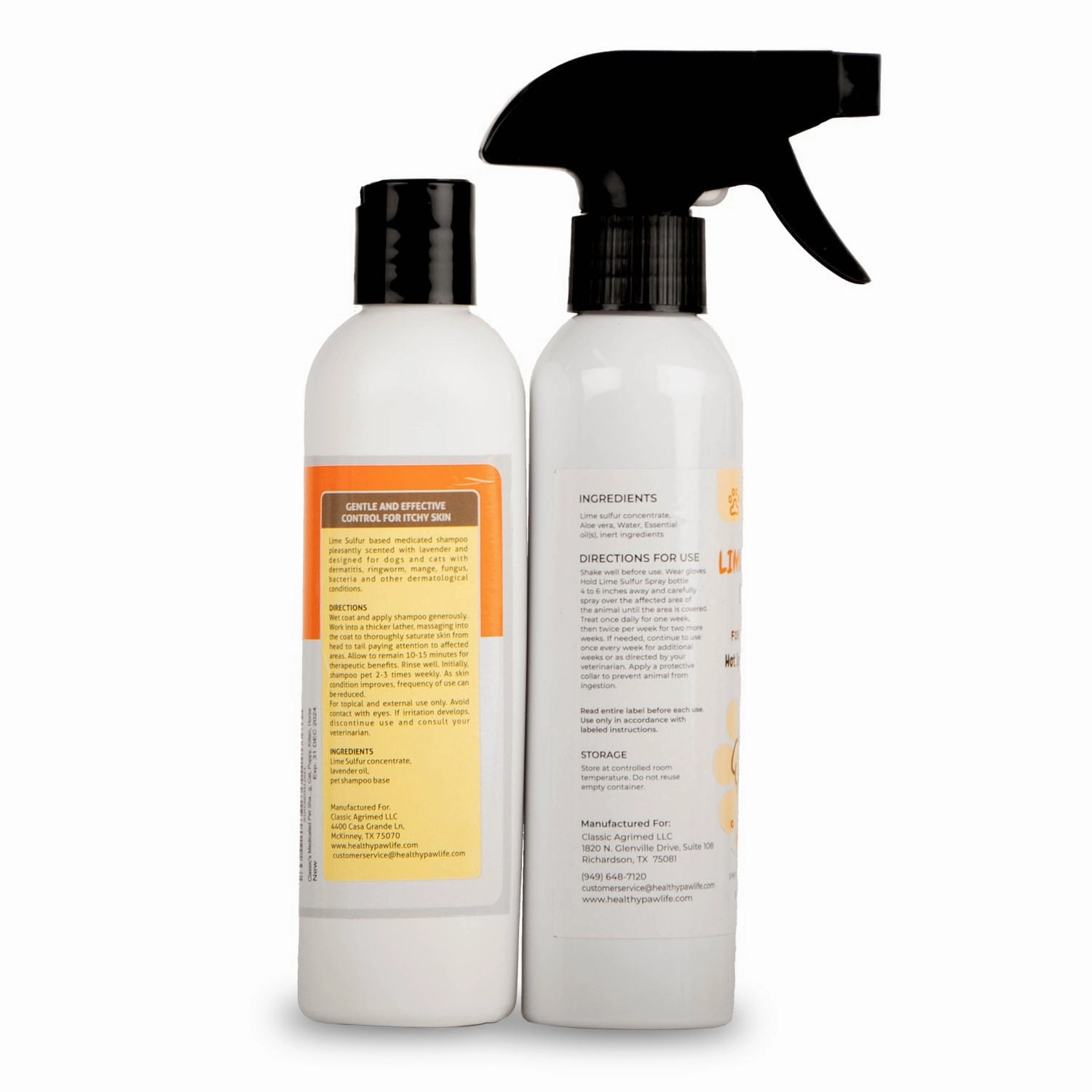 Healthy Paw Life's Bundle of Lime Sulfur Spray (8 fl oz) and Lime Sulfur Shampoo (8 fl oz)