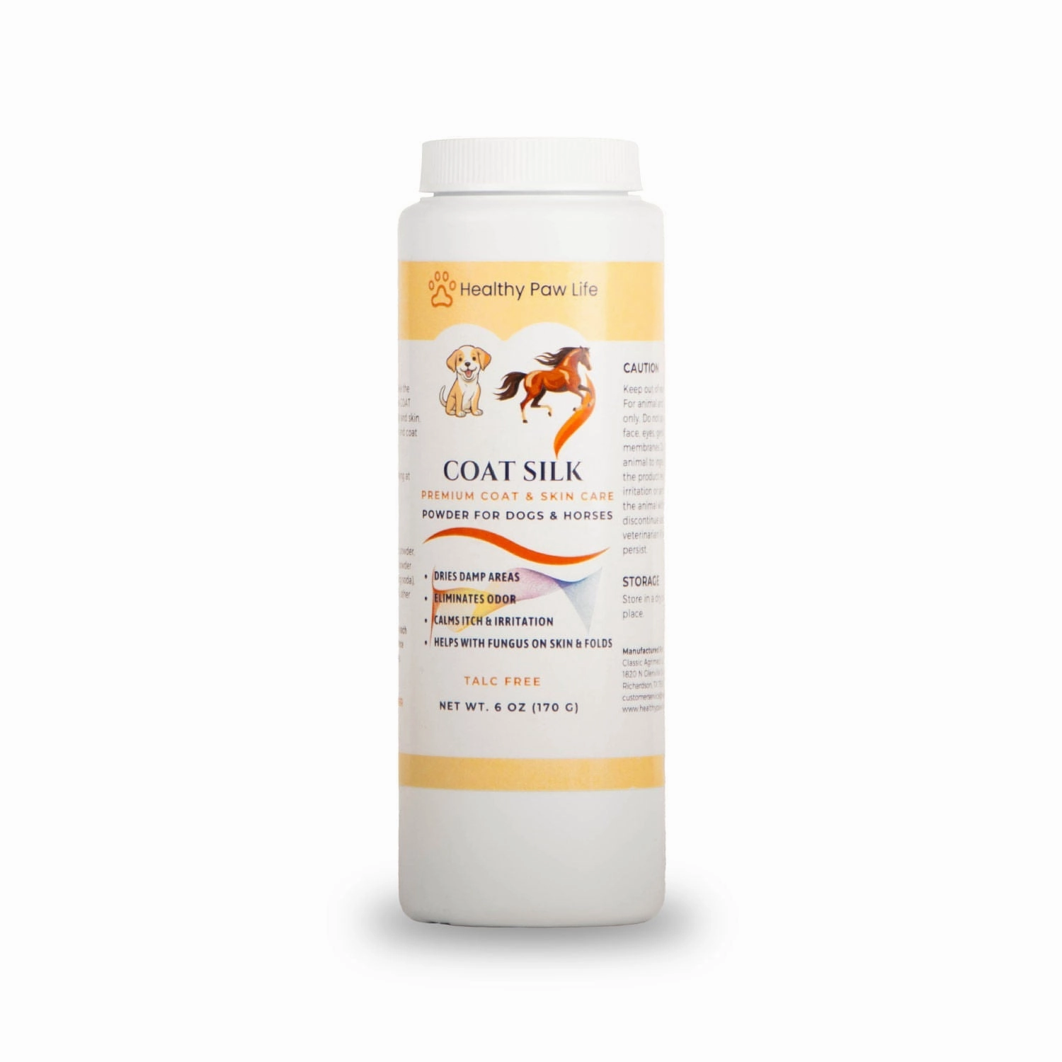 Healthy Paw Life's COAT SILK, Canine And Equine Dry Powder, 6 oz