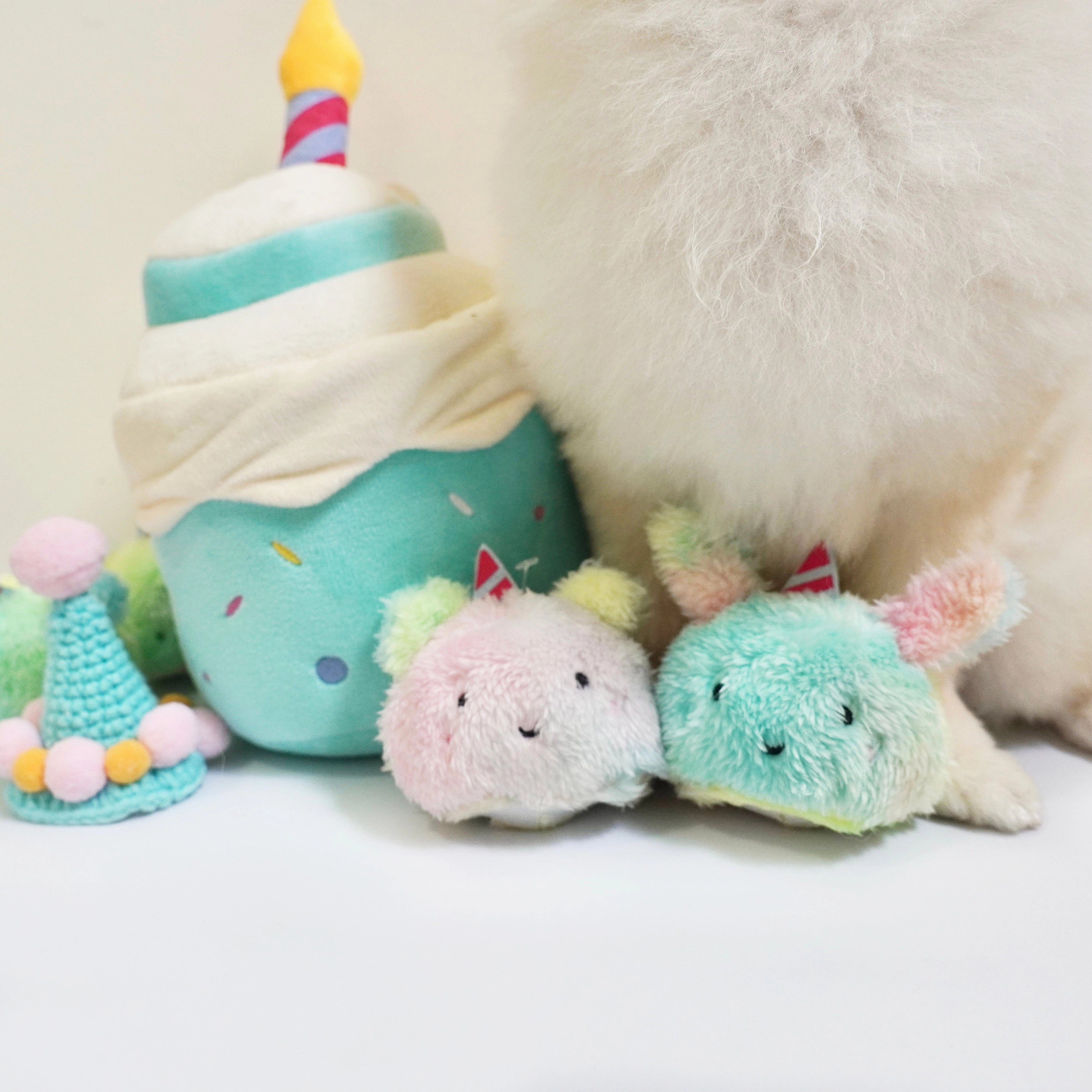 Hey Cuzzies Pawty Mochi Plush Dog Toy