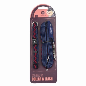 HiDREAM Rainbow Mini Dog Collar & Leash Set (Navy Blue)