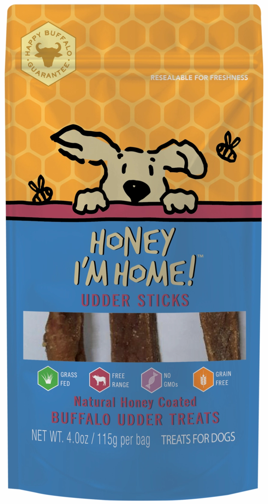 Honey I'm Home! Buffalo Udder Sticks 4oz Bag