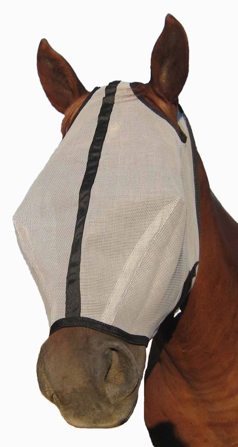 Horse Sense Extended Nose Fly Mask, Grey/Black