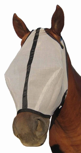 Horse Sense Extended Nose Fly Mask, Grey/Black