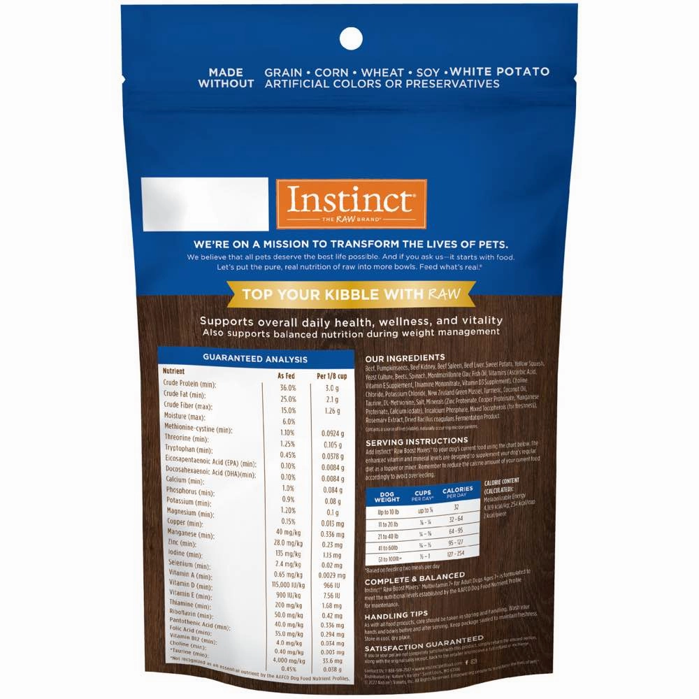 Instinct Raw Boost Mixers Multivitamin 7  Beef Grain-Free Adult & Senior Freeze-Dried Raw Dog Food Topper 5.5oz (Exp 19Apr25)