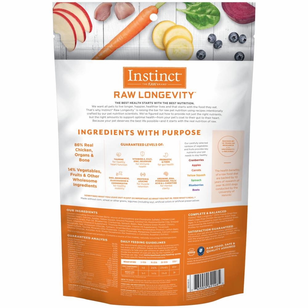 Instinct Raw Longevity 7  Chicken Grain-Free Adult & Senior Freeze-Dried Raw Dog Food 5oz