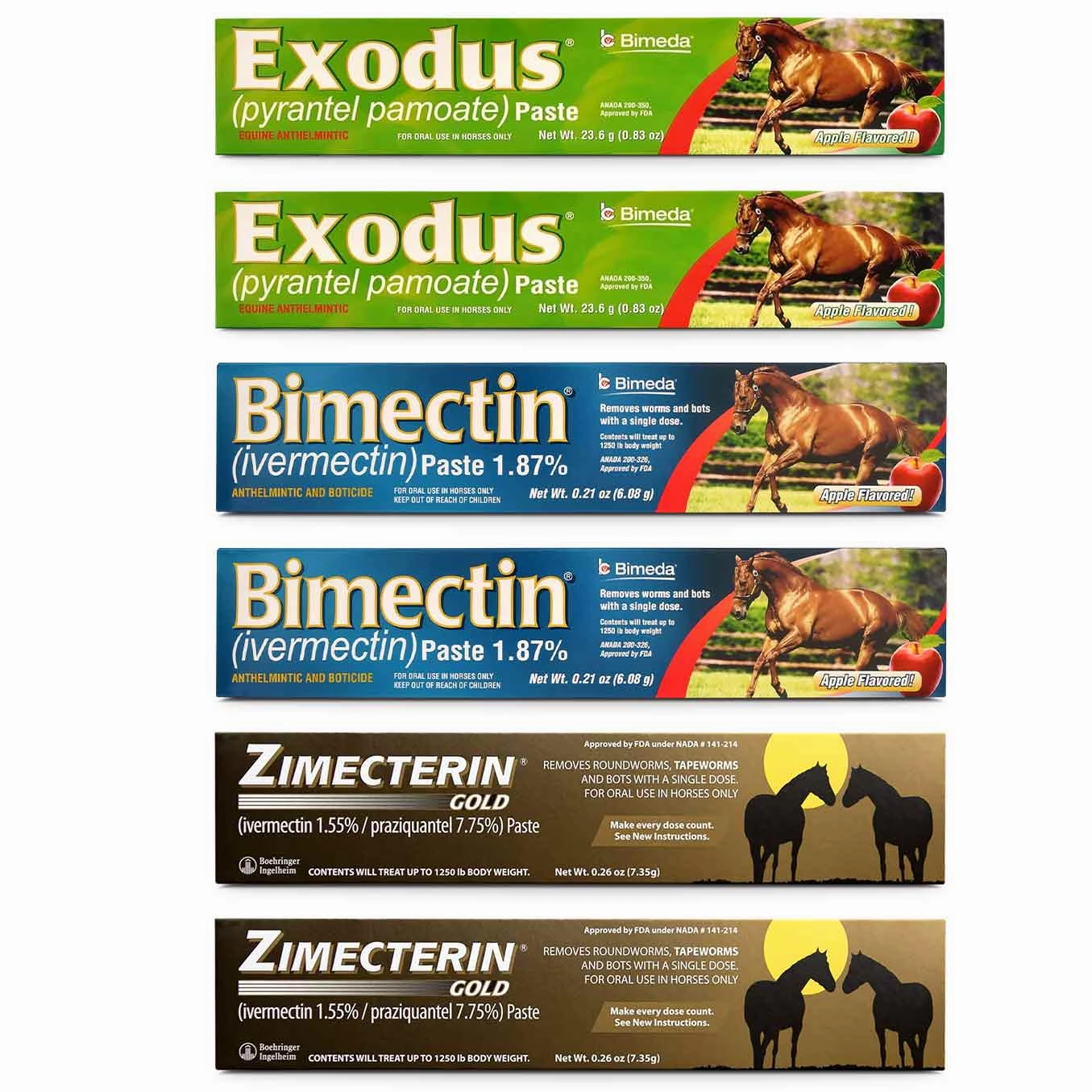 Jeffers 3-Way Horse Deworming Kit (6 Tubes Included)