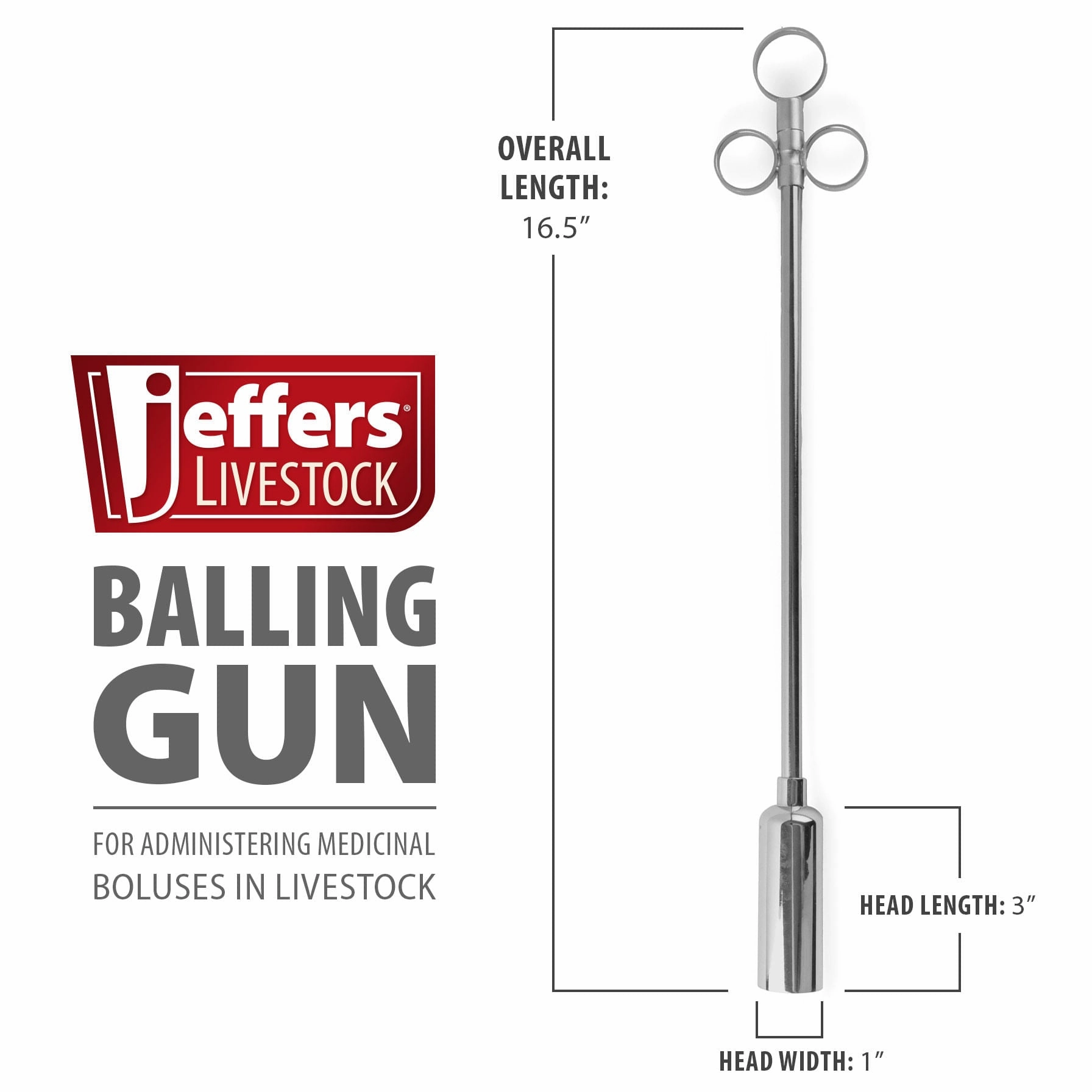 Jeffers Balling Gun with Metal Head
