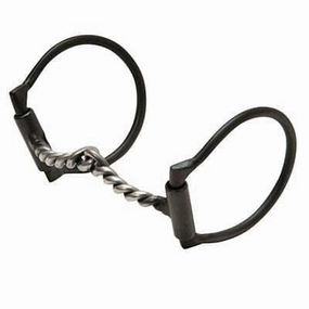 Jeffers Black Steel Offset Dee Horse Bit, Snaffle Mouth