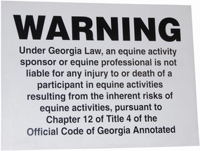 Jeffers Georgia State Equine Liability Signs, 24" x 18"