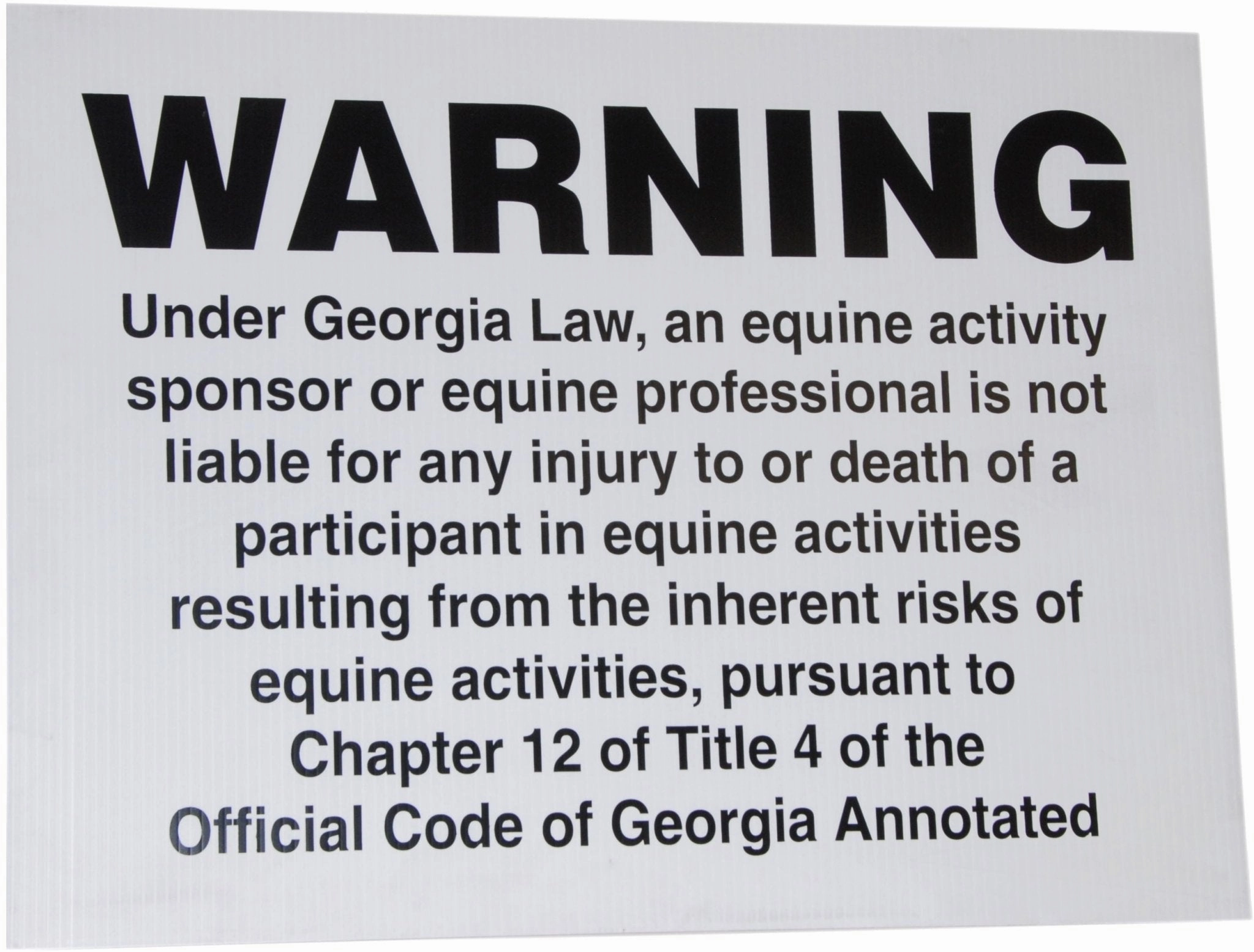 Jeffers Georgia State Equine Liability Signs, 24" x 18"