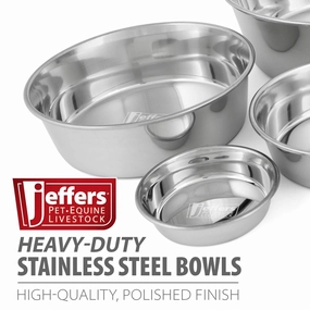 Jeffers Heavy Duty Stainless Steel Food & Water Bowls for Pets