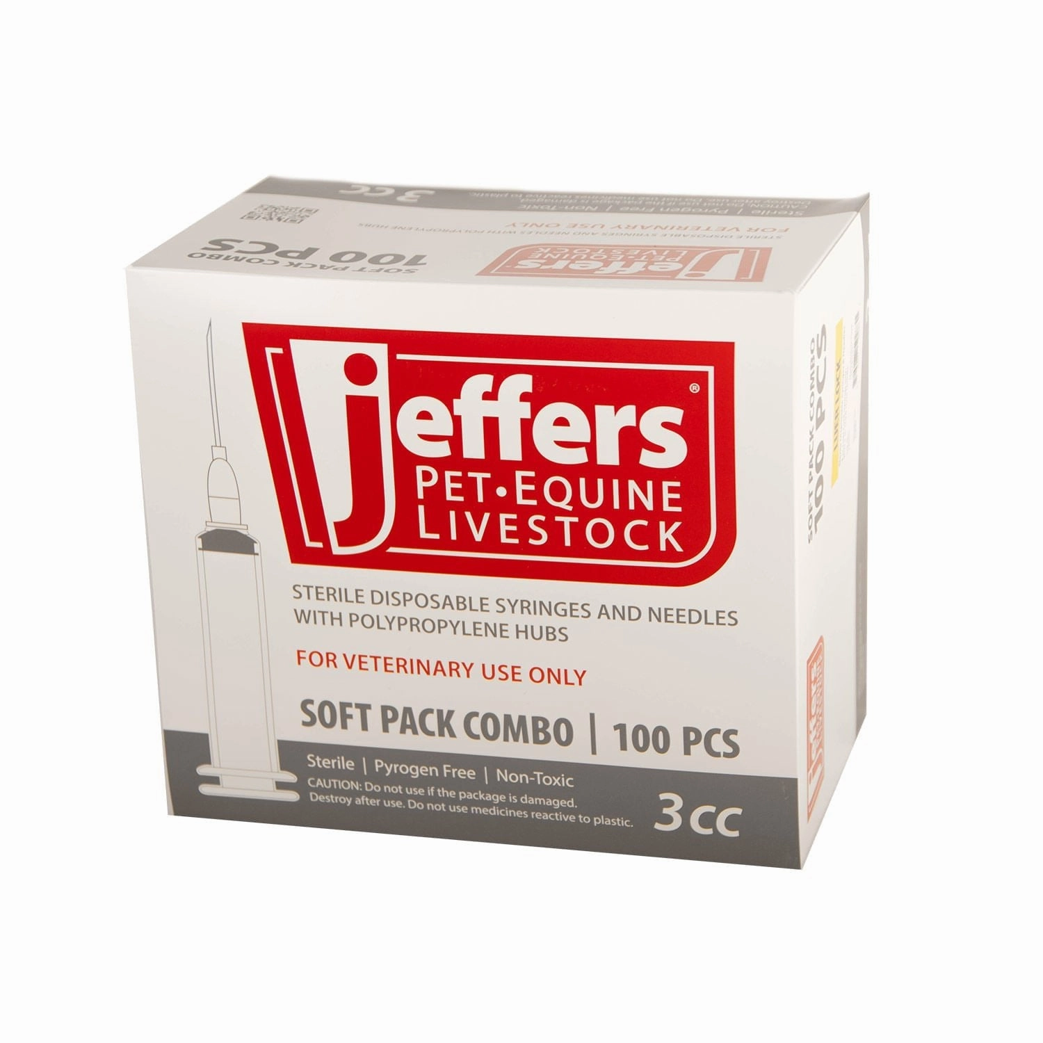 Jeffers Luer Lock Syringe/Needle Combo, Box of 100